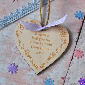 Will You Be My Bridesmaid? Floral Heart Decoration, 2 of 3