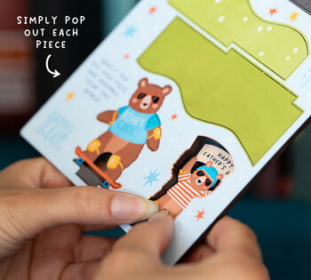 Personalised Skateboarding Bears Father's Day Pop Out Card, 7 of 7