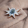Wildflower Sea Holly Eco Wooden Pin Brooch, thumbnail 7 of 9
