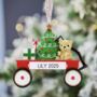 Personalised Childs First Christmas Red Wagon Decoration, thumbnail 2 of 3