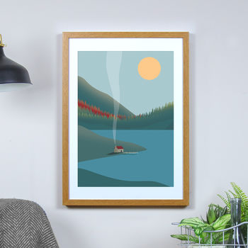 Fishing Lodge In The Mountains Art Print, 3 of 3