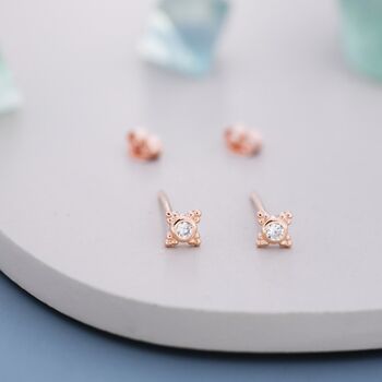 Extra Tiny Dotted Cluster And Cz Stud Earrings, 5 of 12