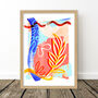 Abstract Blue And Orange Leaf Shape Art Print, thumbnail 9 of 11