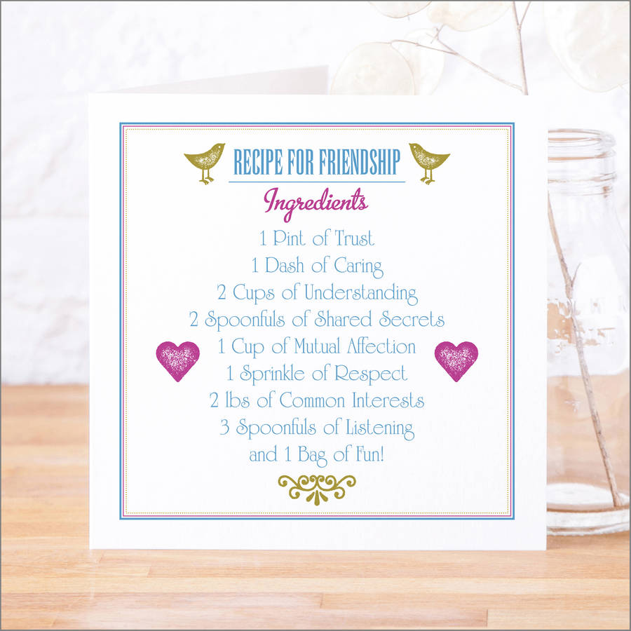 'Recipe For Friendship' Contemporary Card, 1 of 4