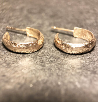 Textured Recycled 9ct Gold Hoops, 2 of 5