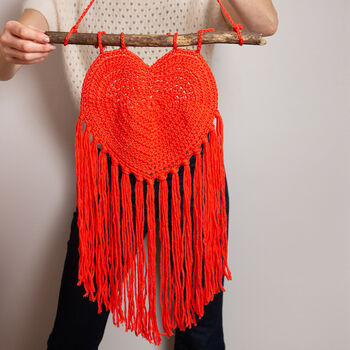 Heart Wall Hanging Easy Crochet Kit Poppy Red, 2 of 6