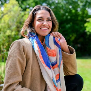 Blue And Orange Octopus Print Scarf In Personalised Gift Box, 3 of 3