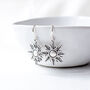 Silver Plated Sun Earrings With Antique Finish, thumbnail 1 of 7