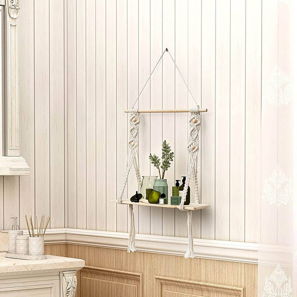 Macrame Wall Hanging Shelf For Bathroom Bedroom By Momentum