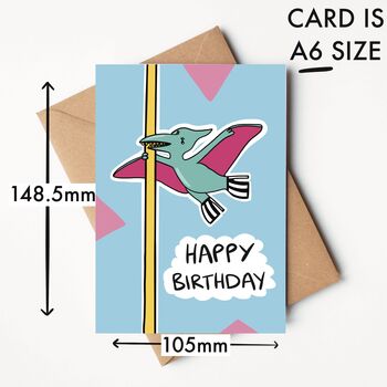 Pole Dancing Dino A6 Birthday Card, 2 of 2