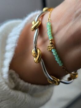 Heart Knotted Sterling Silver And 18 K Gold Plated Open Cuff Bracelet, 10 of 10