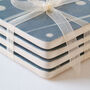 Blue And White Slip Trailed Ceramic Coaster Set, thumbnail 2 of 5