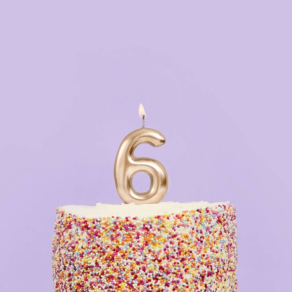 Gold Number Six Birthday Candle, 1 of 2