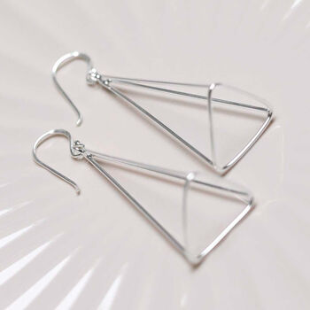 Sterling Silver Dangly Trigonal Pyramid Earrings, 7 of 9