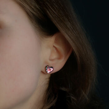 Heart Shaped Pink Stud Earrings, 9 of 9
