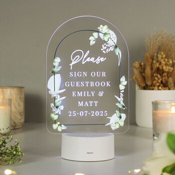 Personalised Botanical LED Guestbook Sign – Colour Changing Wedding Display, 5 of 5