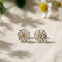 Daisy Silver And Solid Gold Studs, thumbnail 2 of 9