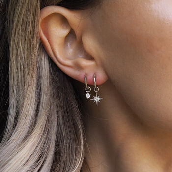 Elsa. Sterling Silver Pavé Star Hoop Earrings, 4 of 6