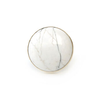 Howlite Gemstone Ring Set In 9 Ct Gold And Silver, 4 of 5