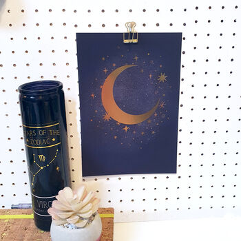 Celestial Moon And Star Foiled A5 Mini Art Print, 3 of 7