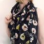 Personalised Pink Yellow Graphic Poppy Navy Scarf, thumbnail 1 of 7