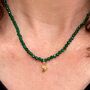Solene Green Bead Necklace With Small Hand Detail, thumbnail 1 of 9