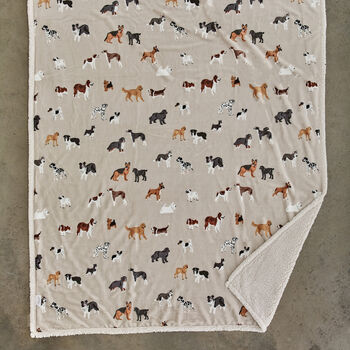 Mixed Dogs Sherpa Fleece Throw Soft Oatmeal Pet Print Blanket 140x180cm 41034500, 3 of 3
