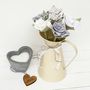 Cotton Handmade Flowers In Jug And Engraved Oak Tag, thumbnail 3 of 12