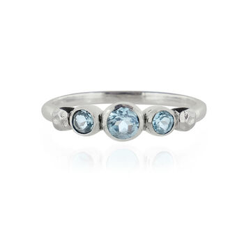 Lakshmi Blue Topaz Stacking Ring Silver Or Gold Plated, 4 of 9