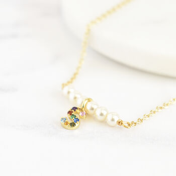 Pearl Bar Necklace With Rainbow Initial, 6 of 10