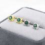 Emerald Green Cz Cat Stud Earrings Sterling Silver, thumbnail 1 of 11