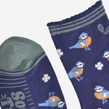 Women's Bamboo Socks Woodland Blue Tit, 4 of 5