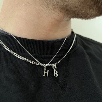 Mini Initial Necklace With 3mm Cuban Chain, 6 of 11
