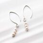 Sterling Silver Triple Pearl Drop Earrings, thumbnail 1 of 5