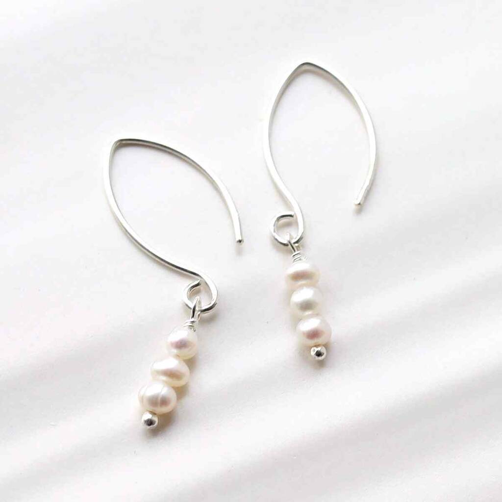 Sterling Silver Triple Pearl Drop Earrings By Martha Jackson Sterling ...