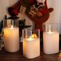 Set Of Three Glass Flameless Flickering Battery Candles, thumbnail 1 of 4