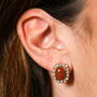 Brown Stone And Crystal Oval Stud Earrings In Gold, thumbnail 1 of 3