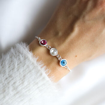 Three Birthstones Bracelet In Sterling Silver, 9 of 9