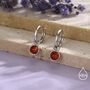 Sterling Silver Dangling Red Onyx Hoop Earrings, thumbnail 4 of 12