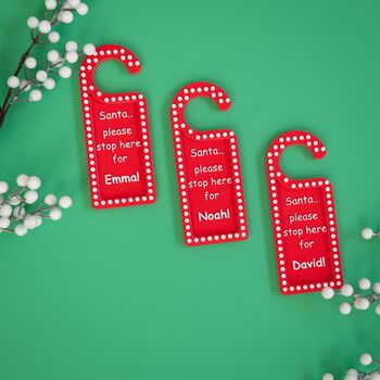 Personalised Santa Stop Here! Brick Door Hanger, 2 of 2