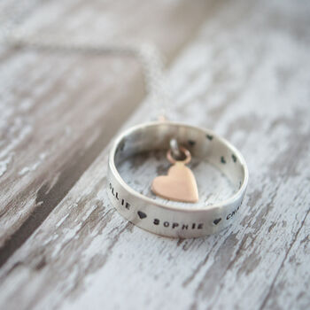 Personalised Circle Necklace With 9ct Gold Heart, 2 of 3