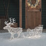 Dual LED White Rattan Battery Reindeer And Sleigh, thumbnail 2 of 3