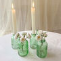 Set Of Two Green Pressed Glass Bottle Vases Florence, thumbnail 4 of 7