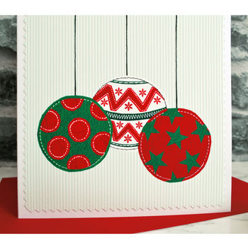 'Christmas Baubles' Personalised Christmas Card, 4 of 4