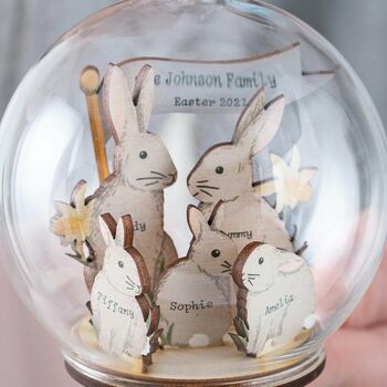 Personalised 3D Wooden Bunny Family Easter Bauble, 3 of 7