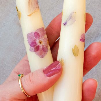 Pressed Flower Taper Candle Set With Birthday Flower, 4 of 4