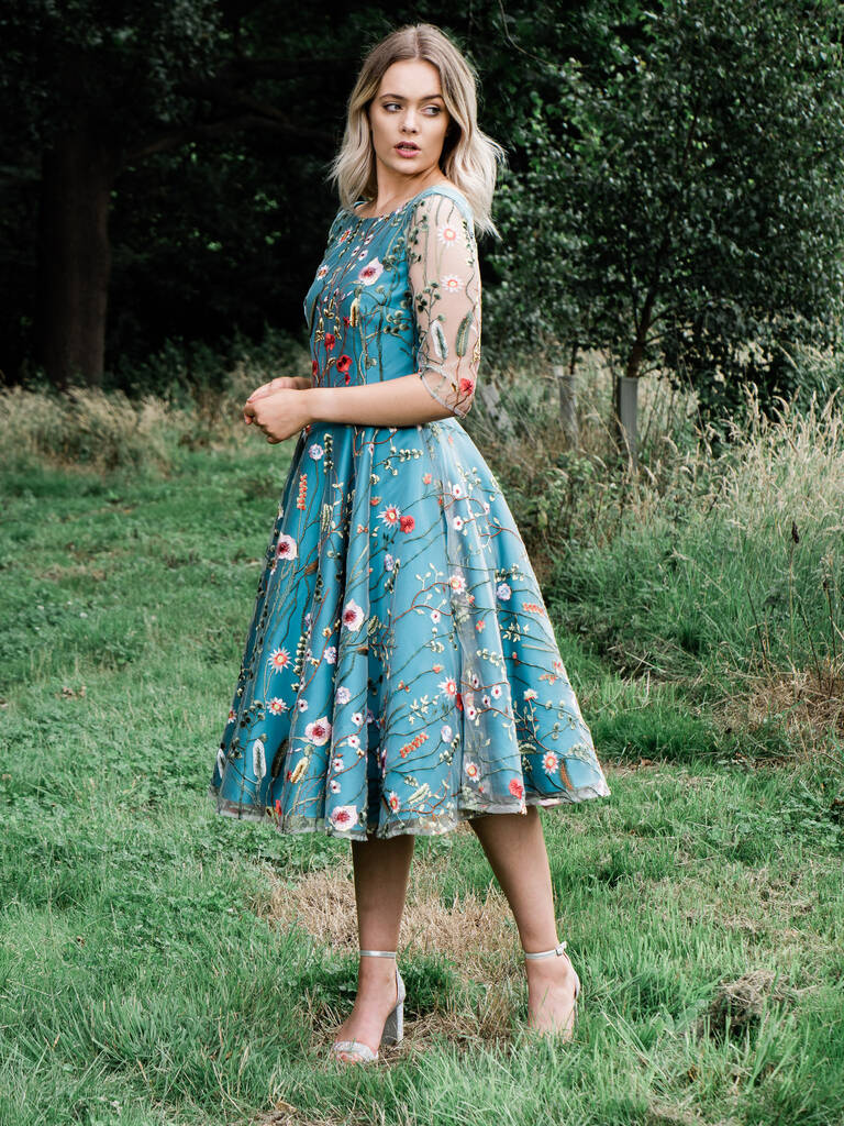 Flora 1950s Inspired Floral Lace Dress, 1 of 8