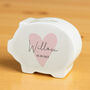 Personalised Pink Heart Piggy Bank Personalised Gift, thumbnail 1 of 5