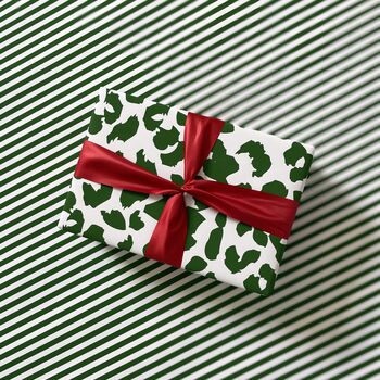 Green Leopard Print Luxury Wrapping Paper, 5 of 5
