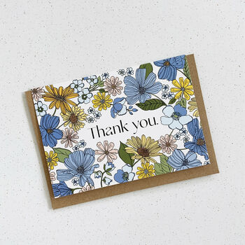 Blue Floral Thank You Card, 3 of 3